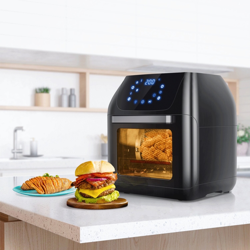 Aigostar - Forrólevegős sütő 1400W/230V 12l fekete