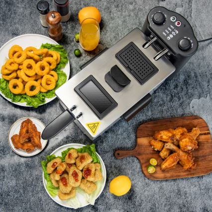 Aigostar - Fritőz 2200W/230V 3l fekete/matt króm