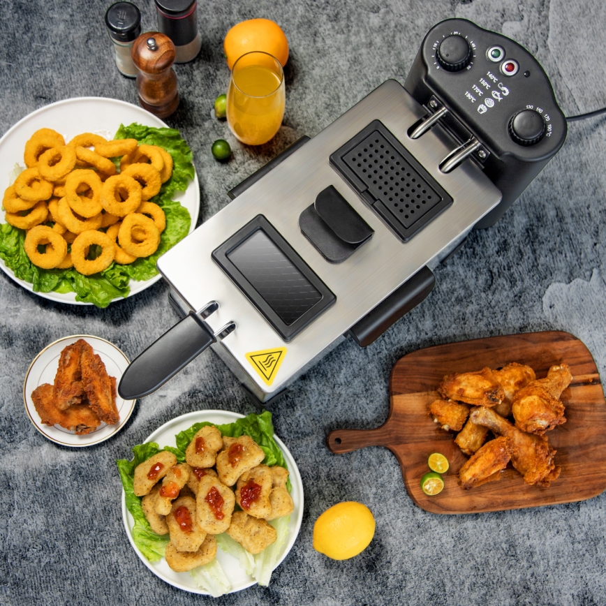 Aigostar - Fritőz 2200W/230V 3l fekete/matt króm