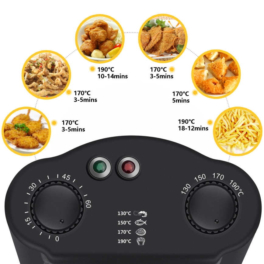 Aigostar - Fritőz 2200W/230V 3l fekete/matt króm