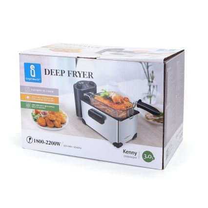 Aigostar - Fritőz 2200W/230V 3l fekete/matt króm