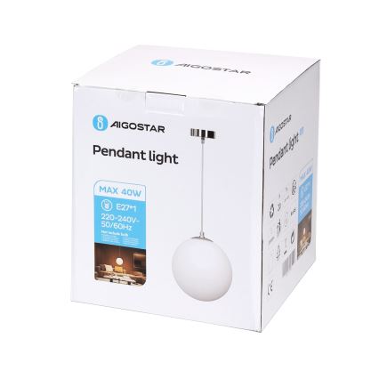 Aigostar - Függőlámpa kábelen, 1xE27/40W/230V, átm. 20 cm