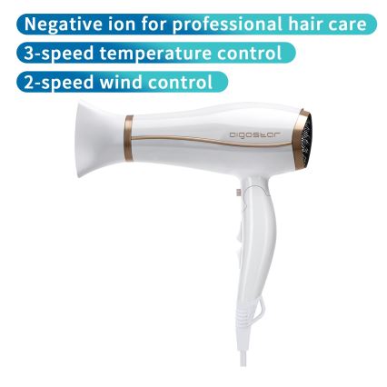 Aigostar - Hajszárító ionizátorral 2200W/230V fehér