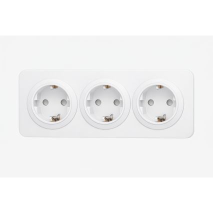 Aigostar - Háztartási SCHUKO dugalj kerettel, 3Z, 250V/16A, fehér