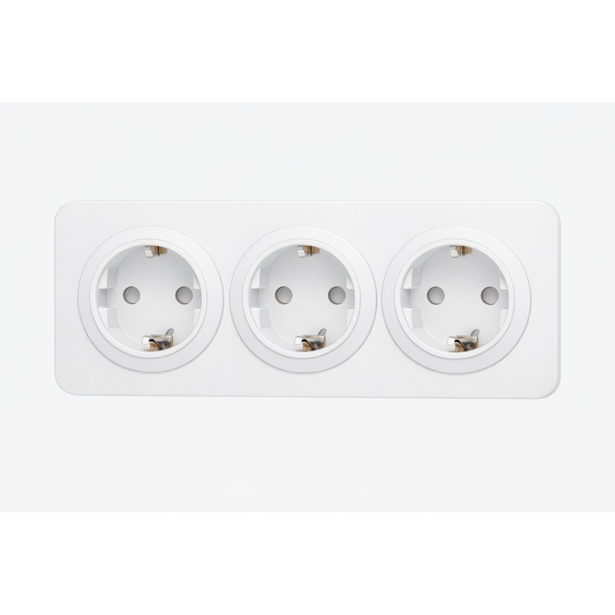 Aigostar - Háztartási SCHUKO dugalj kerettel, 3Z, 250V/16A, fehér