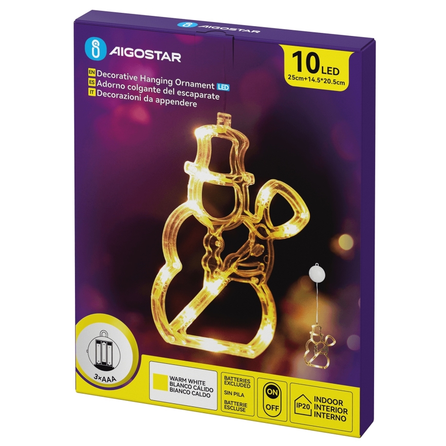 Aigostar - Hóember LED karácsonyi dekoráció 10xLED/3xAAA 20,5 cm