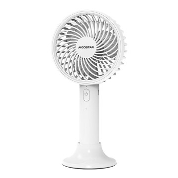 Aigostar - Hordozható tölthető ventilátor 3W/5V 1500mAh USB fehér