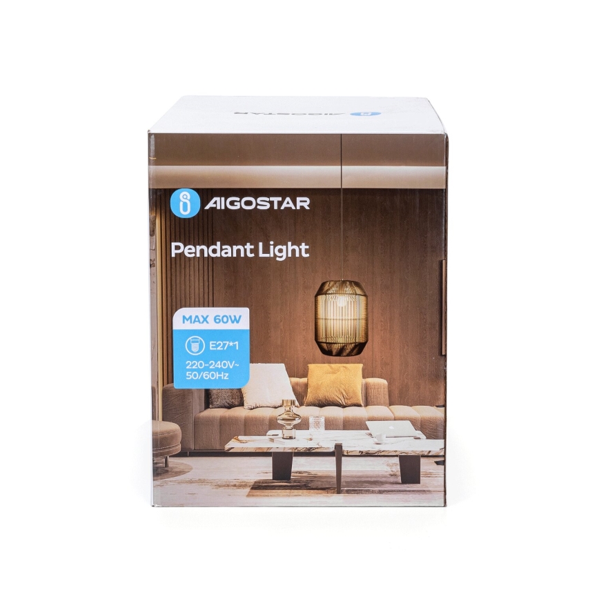 Aigostar - Kábeles függeszték 1xE27/60W/230V, fekete, átmérő 23 cm
