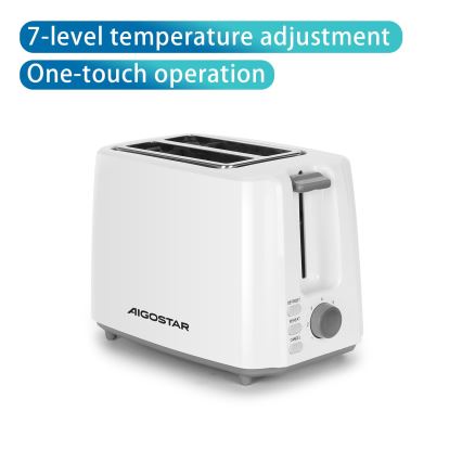 Aigostar - Kenyérpirító két lyukkal 750W/230V fehér