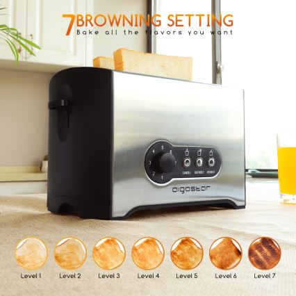 Aigostar - Kenyérpirító két lyukkal 900W/230V matt króm