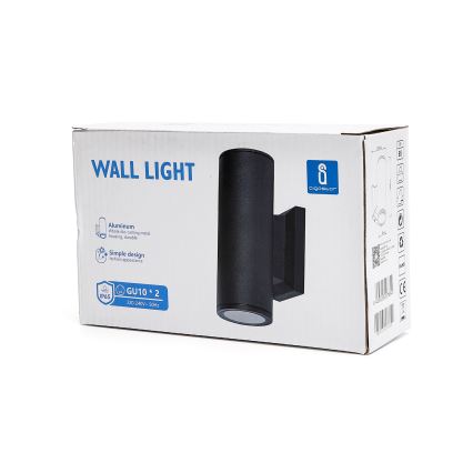 Aigostar - Kerek kültéri fali lámpa 2xGU10/35W/230V fekete IP65