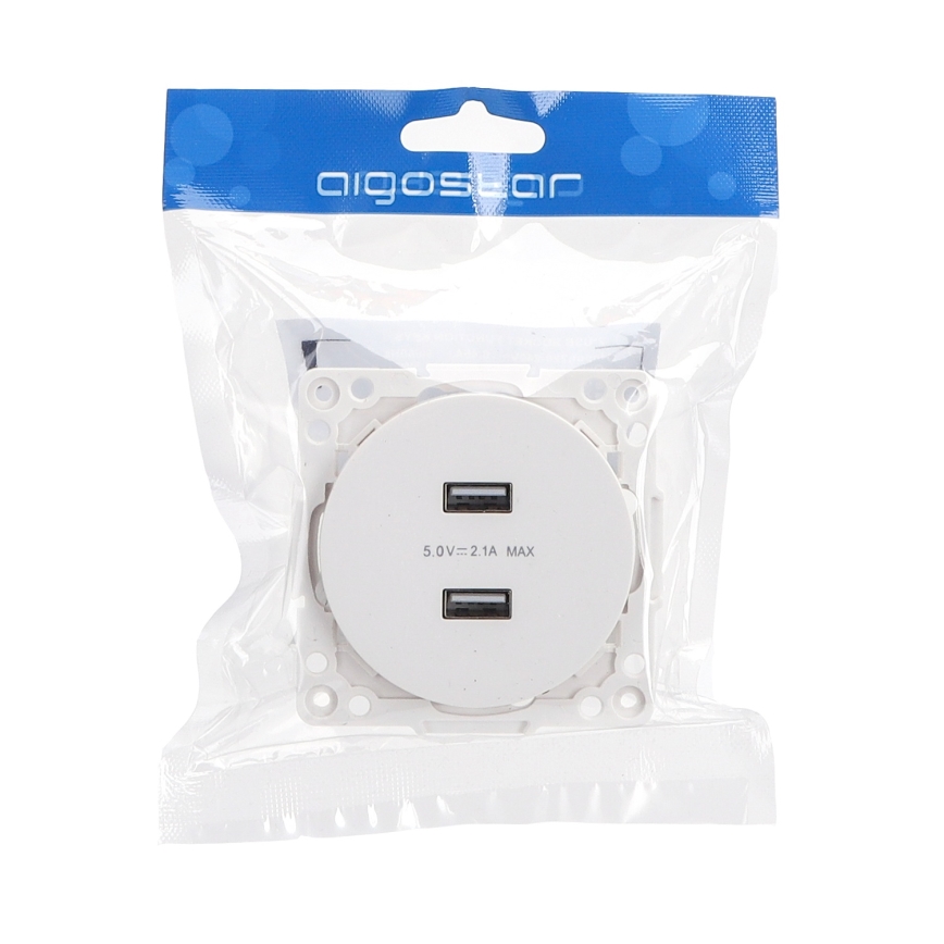 Aigostar - keret nélküli, 2x USB-A töltőaljzat, fehér