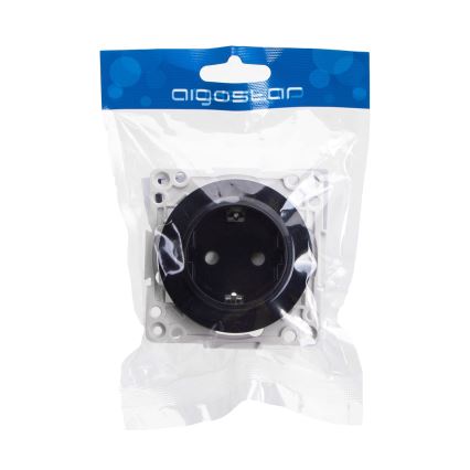 Aigostar - Keret nélküli SCHUKO fali aljzat 250V/16A fekete