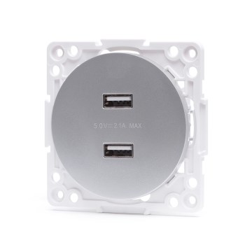 Aigostar - keret nélküli USB-tápcsatlakozó 2x USB-A, ezüst