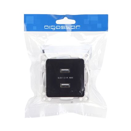 Aigostar - keret nélküli USB tápcsatlakozó, 2x USB-A, fekete