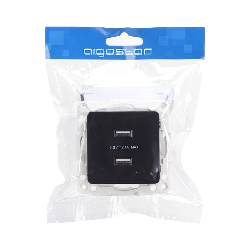 Aigostar - keret nélküli USB tápcsatlakozó, 2x USB-A, fekete