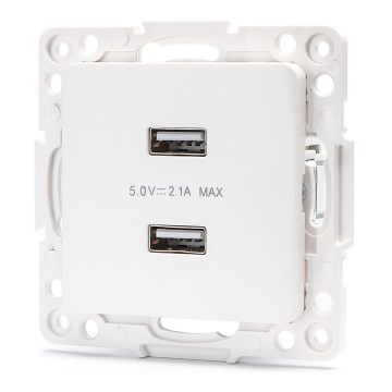 Aigostar - keret nélküli USB töltőaljzat, 2x USB-A, fehér