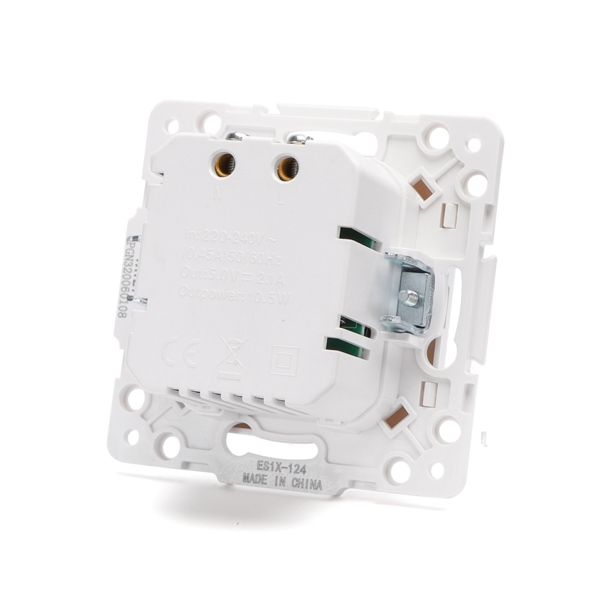 Aigostar - keret nélküli USB töltőaljzat, 2x USB-A, fehér