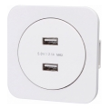 Aigostar - keretes USB-töltőaljzat, 2× USB-A, fehér