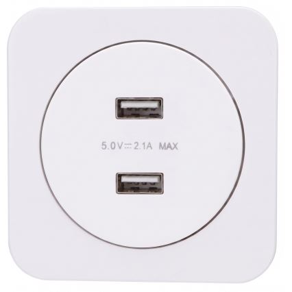 Aigostar - keretes USB-töltőaljzat, 2× USB-A, fehér
