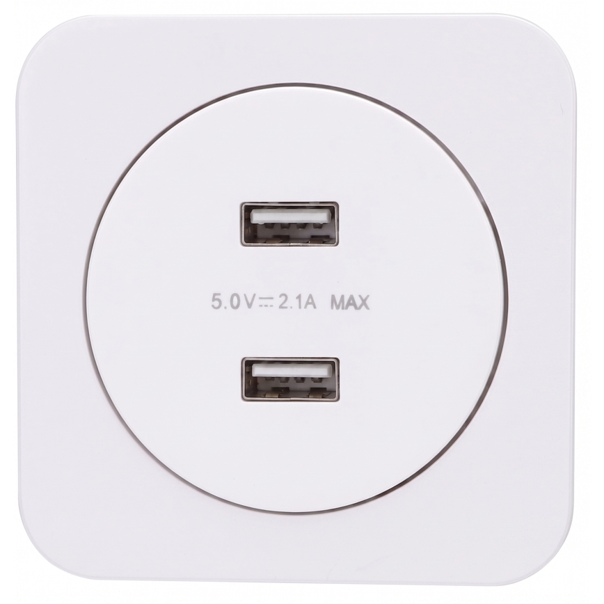 Aigostar - keretes USB-töltőaljzat, 2× USB-A, fehér