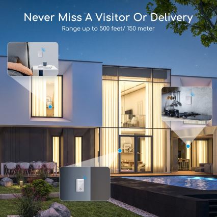 Aigostar - KÉSZLET 2x Vezeték nélküli csengő 3xAA/12V IP44 ezüst