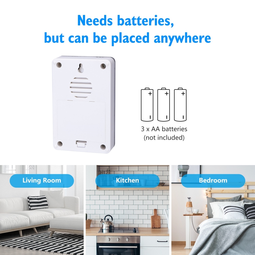 Aigostar - KÉSZLET 2x Vezeték nélküli csengő 3xAA/12V IP44 ezüst