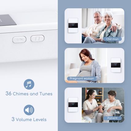 Aigostar - KÉSZLET 2x Vezeték nélküli csengő 3xAA/12V IP44 fehér/fekete