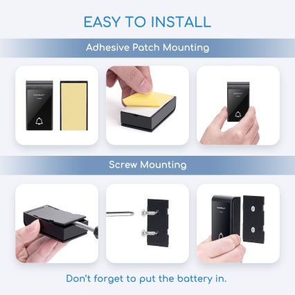 Aigostar - KÉSZLET 2x Vezeték nélküli csengő 3xAA/12V IP44 fehér/fekete