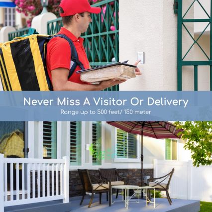 Aigostar - KÉSZLET 2x Vezeték nélküli csengő 3xAA/12V IP44 fehér