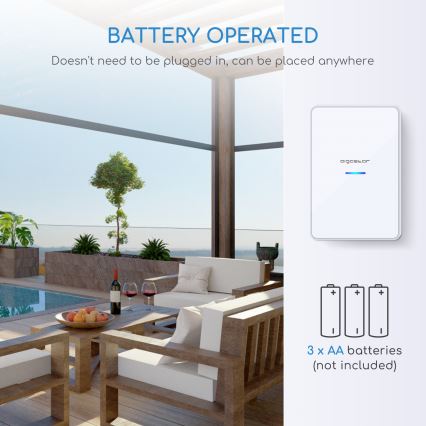 Aigostar - KÉSZLET 2x Vezeték nélküli csengő 3xAA/12V IP44 fehér