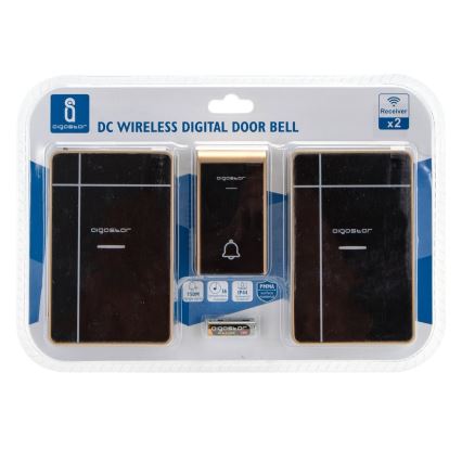 Aigostar - KÉSZLET 2x Vezeték nélküli csengő 3xAA/12V IP44 fekete