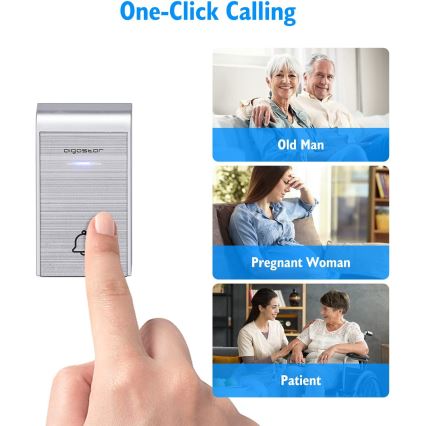 Aigostar - KÉSZLET 2x Vezeték nélküli csengő konnektorba 230V/12V IP44 ezüst