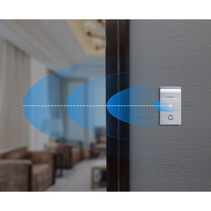 Aigostar - KÉSZLET 2x Vezeték nélküli csengő konnektorba 230V/12V IP44 ezüst