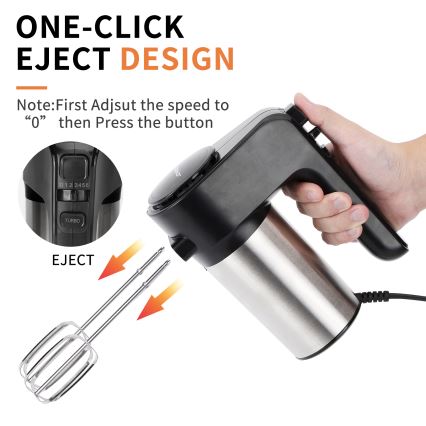 Aigostar - Kézi mixer 300W/230V fekete/matt króm