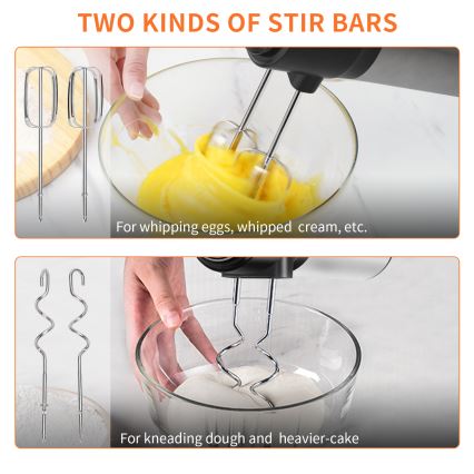 Aigostar - Kézi mixer 300W/230V fekete/matt króm