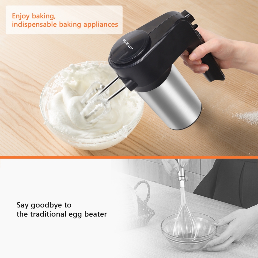 Aigostar - Kézi mixer 300W/230V fekete/matt króm