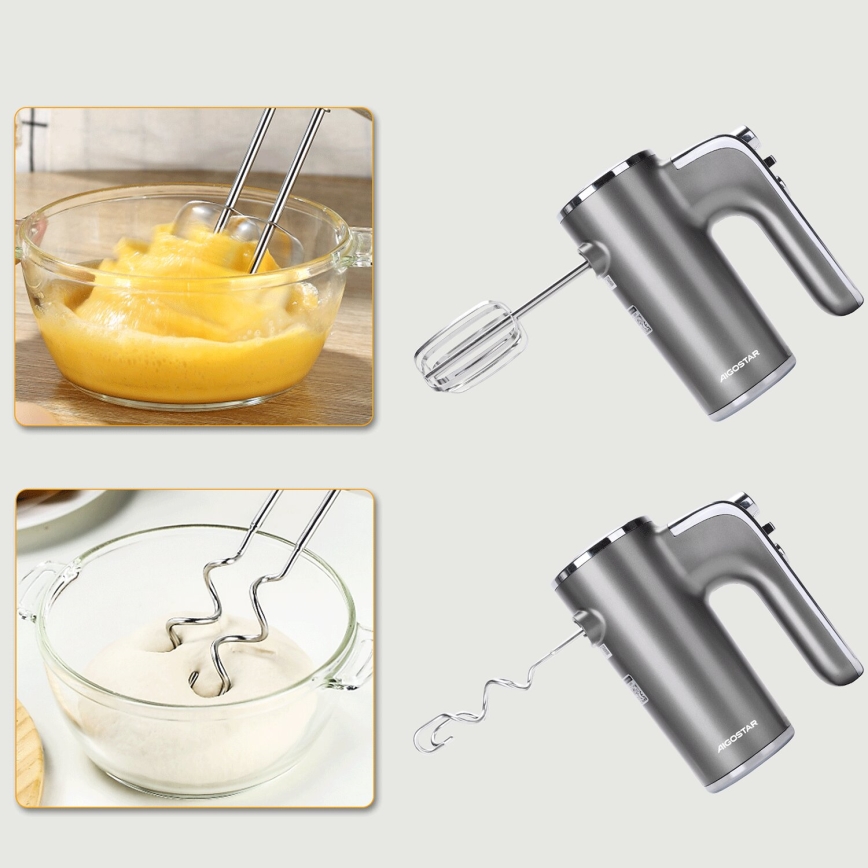Aigostar - Kézi mixer 400W/230V szürke/matt króm