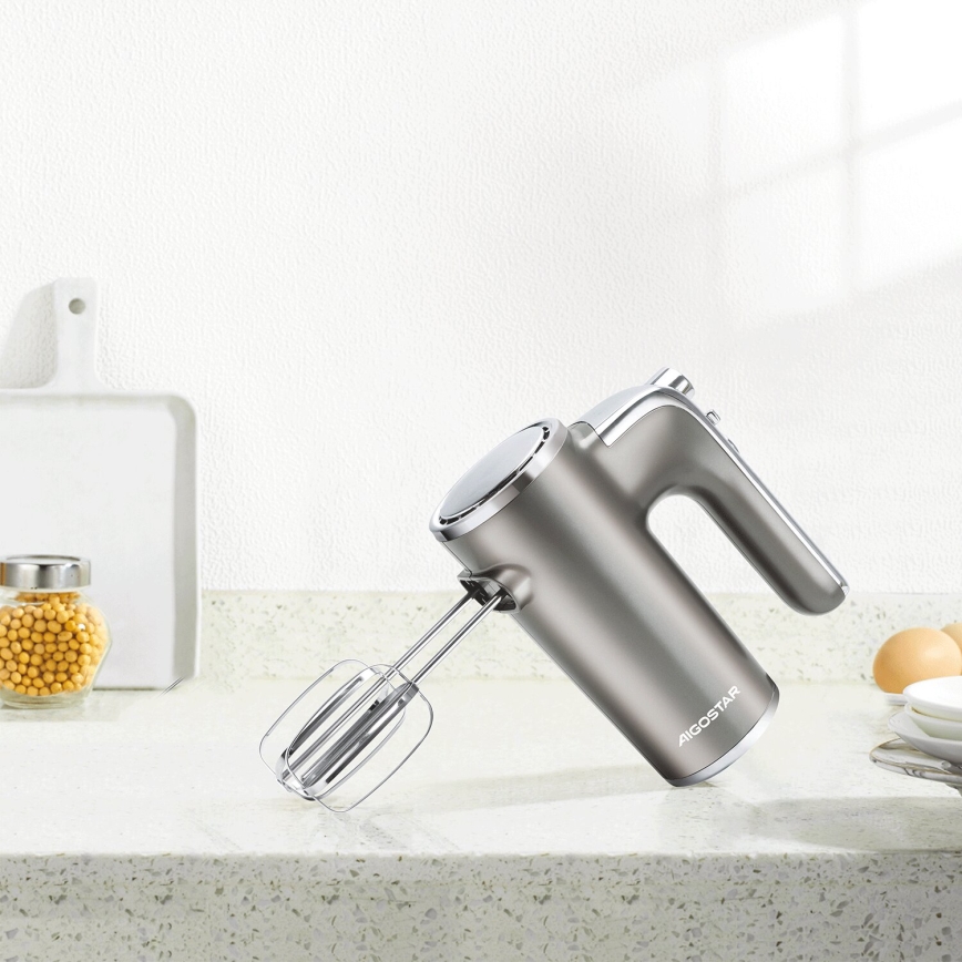 Aigostar - Kézi mixer 400W/230V szürke/matt króm