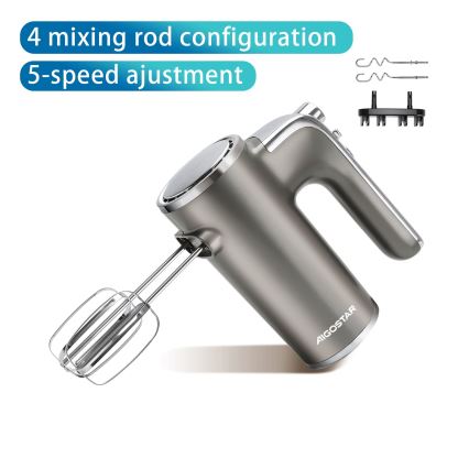 Aigostar - Kézi mixer 400W/230V szürke/matt króm