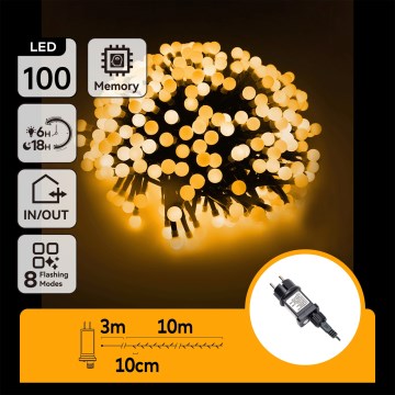 Aigostar - kültéri dekorációs LED fényfüzér 100xLED/8 funkcióval 10 m IP44 meleg fehér