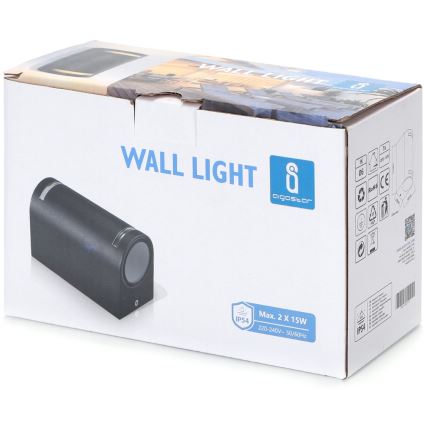 Aigostar - Kültéri fali lámpa 2xGU10/35W/230V fekete IP54