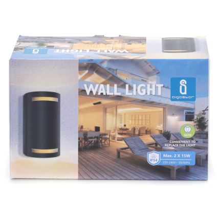 Aigostar - Kültéri fali lámpa 2xGU10/35W/230V fekete IP54