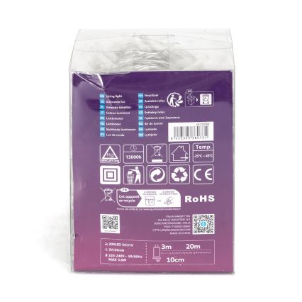 Aigostar - Kültéri LED füzér, 200 db LED, 8 üzemmód, 23 m, IP44, meleg fehér