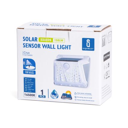 Aigostar - LED kültéri napelemes lámpa érzékelővel LED/1,48W/3,7V IP65 1200 mAh