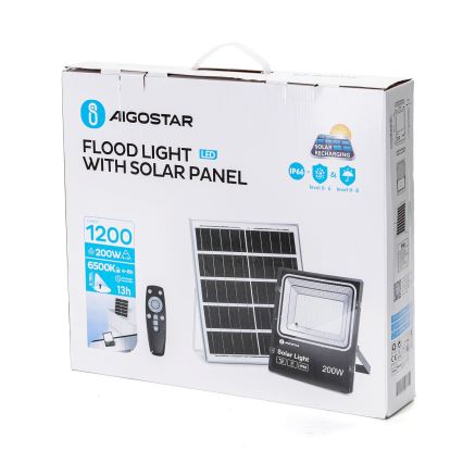 Aigostar - LED állítható fényerejű napelemes reflektor LED/200W/3,2V IP66 15000 mAh + távirányító