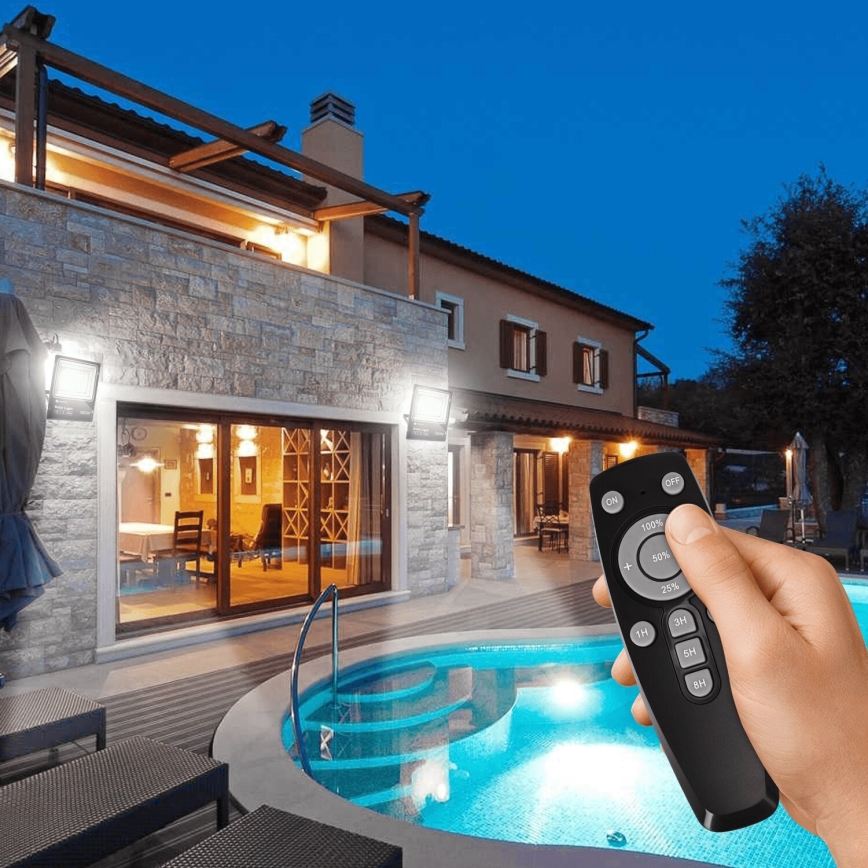 Aigostar - LED állítható fényerejű napelemes reflektor LED/300W/3,2V IP66 25000 mAh + távirányító