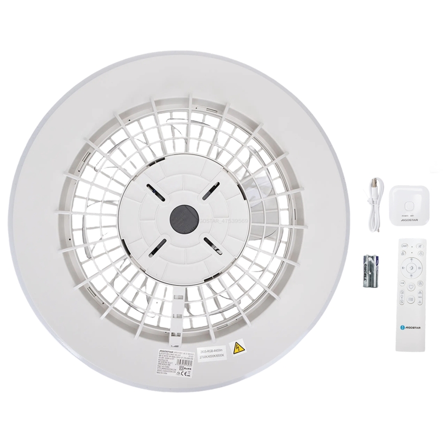 Aigostar - LED dimmelhető mennyezeti lámpa ventilátorral LED/40W/230V 2700-6500K átmérő 48,5 cm fehér + távirányító