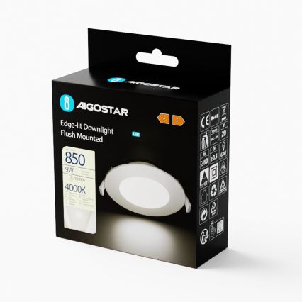 Aigostar - LED Beépíthető lámpa ULTRATHIN LED/9W/230V 4000K fehér