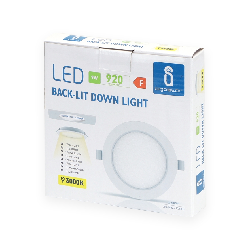 Aigostar - LED beépíthető mennyezeti lámpa LED/9W/230V 3000K átm. 14,5 cm fehér